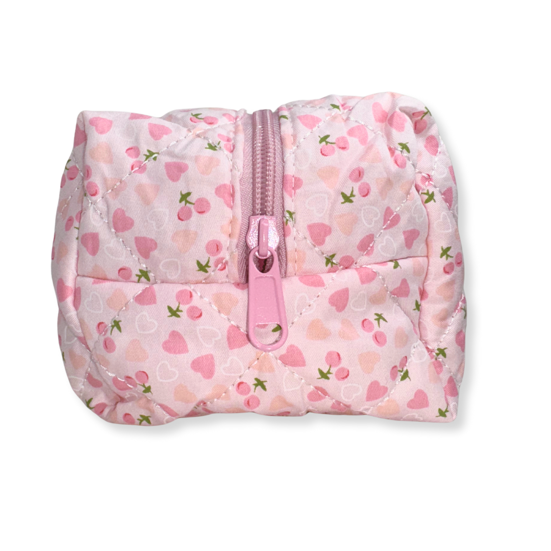 beauty makeup Cosmetic Bag pink hearts peach