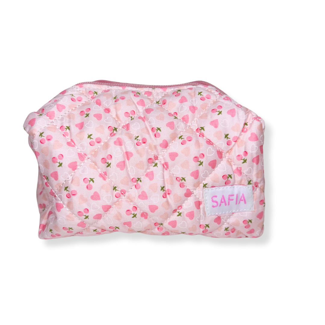 beauty makeup Cosmetic Bag pink hearts peach