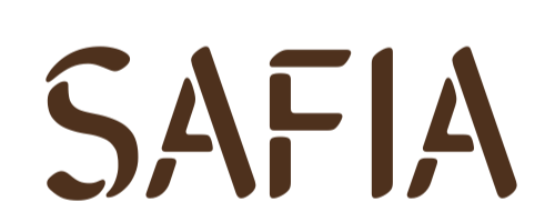 Brown 'SAFIA' logo on a white background