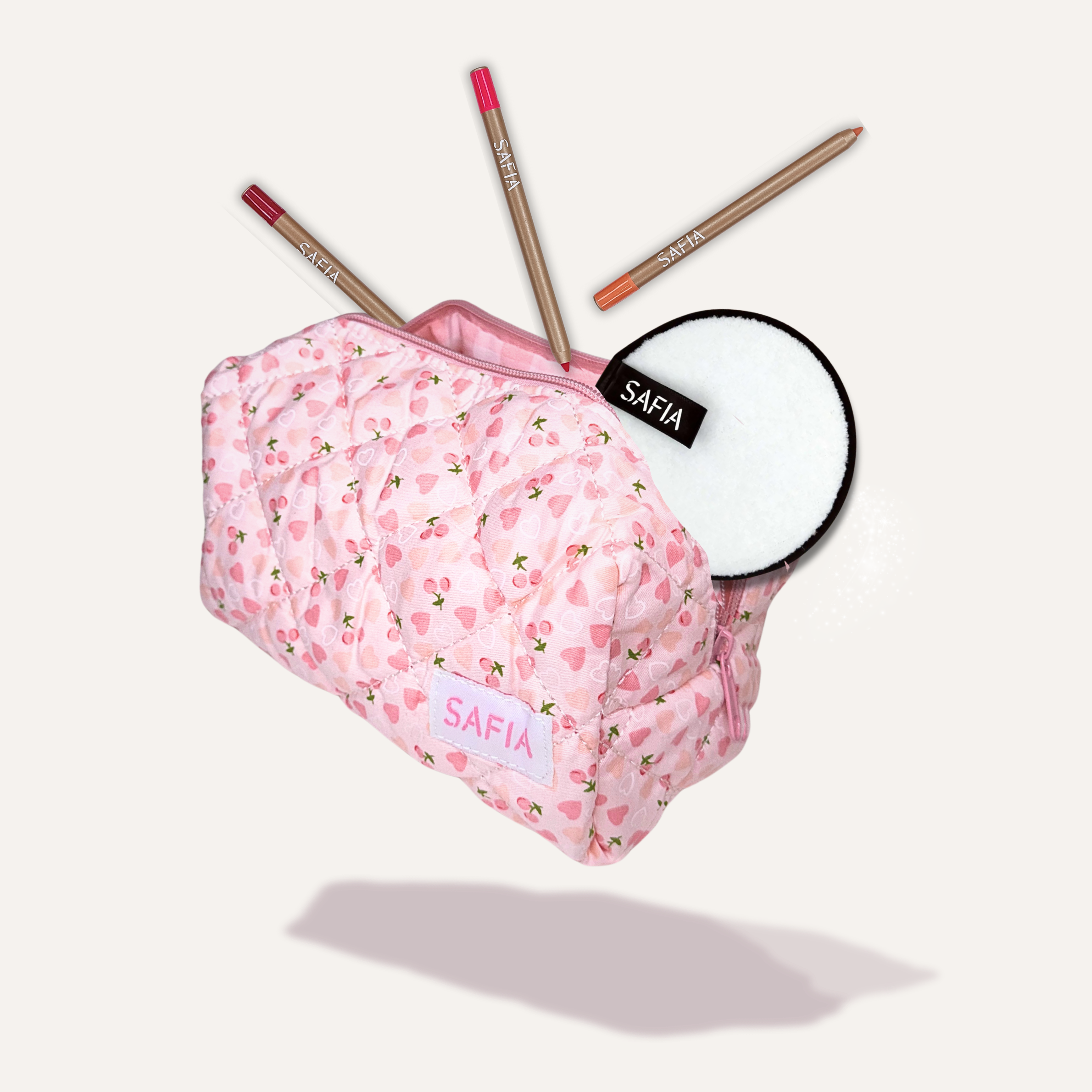 pink gingham travel makeup bag